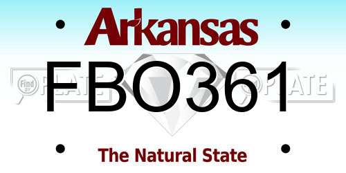 FBO361 Arkansas License Plate