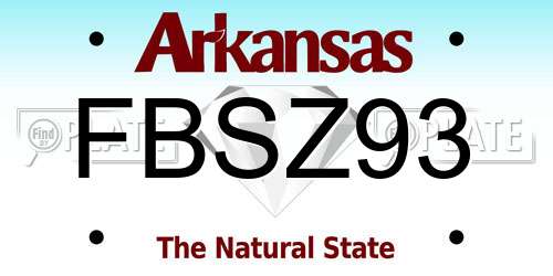 FBSZ93 Arkansas License Plate