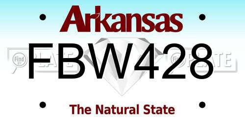 FBW428 Arkansas License Plate