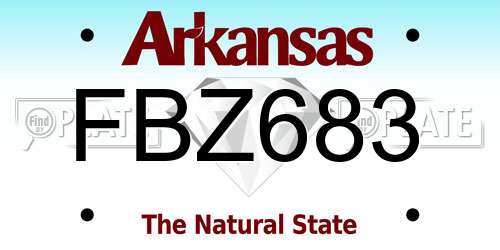 FBZ683 Arkansas License Plate