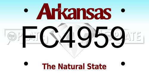 FC4959 Arkansas License Plate