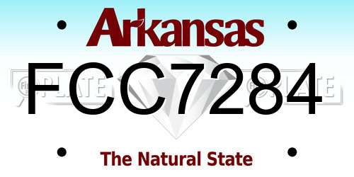 FCC7284 Arkansas License Plate