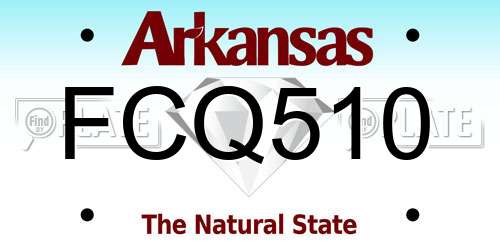 FCQ510 Arkansas License Plate