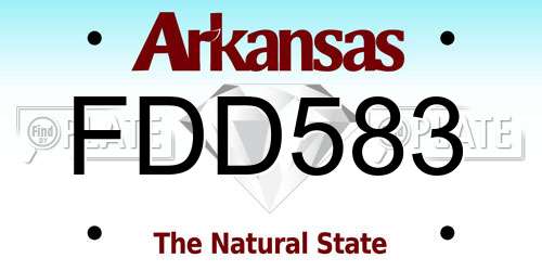 FDD583 Arkansas License Plate