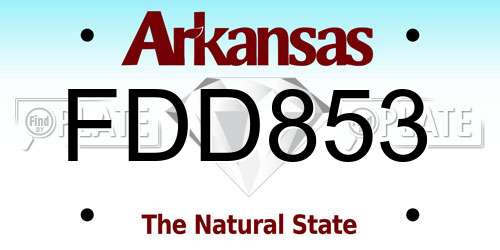 FDD853 Arkansas License Plate