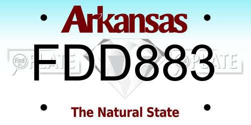 FDD883 Arkansas License Plate