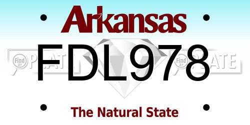 FDL978 Arkansas License Plate