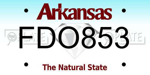 FDO853 Arkansas License Plate