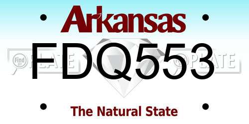 FDQ553 Arkansas License Plate