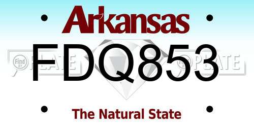 FDQ853 Arkansas License Plate