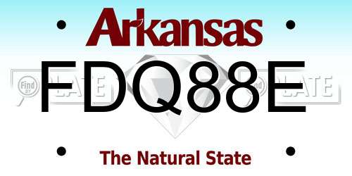 FDQ88E Arkansas License Plate