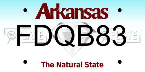 FDQB83 Arkansas License Plate