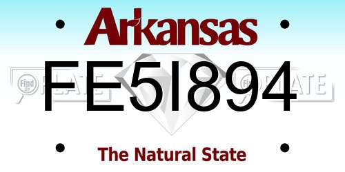FE5I894 Arkansas License Plate