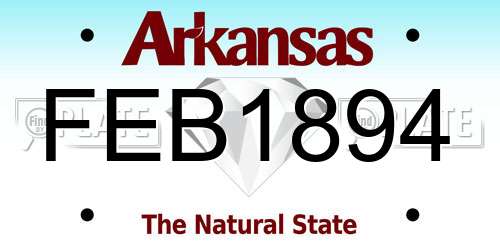 FEB1894 Arkansas License Plate