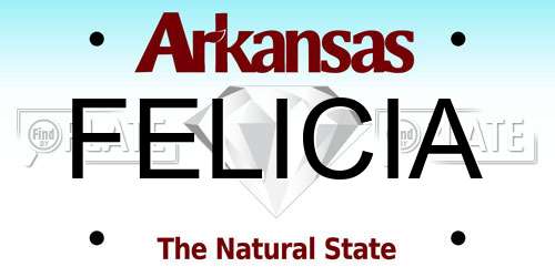 FELICIA Arkansas License Plate
