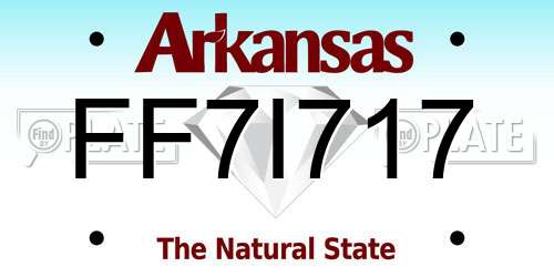 FF7I717 Arkansas License Plate
