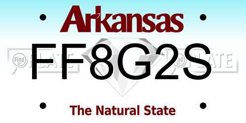 FF8G2S Arkansas License Plate