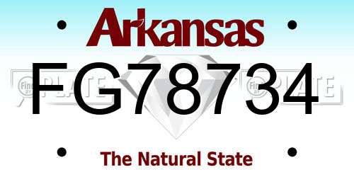 FG78734 Arkansas License Plate