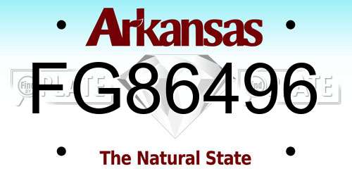 FG86496 Arkansas License Plate