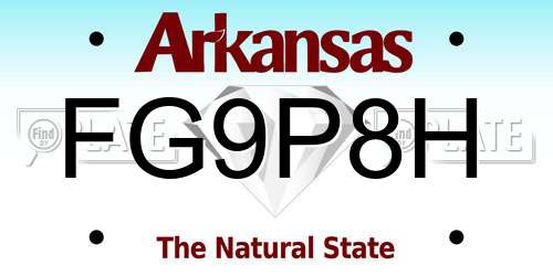 FG9P8H Arkansas License Plate