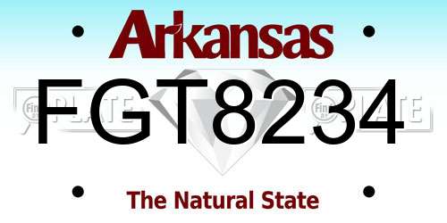 FGT8234 Arkansas License Plate