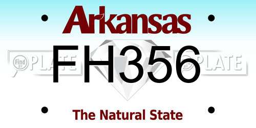 FH356 Arkansas License Plate
