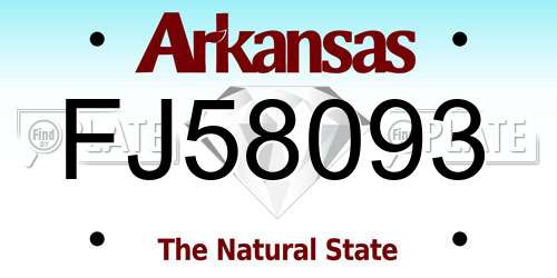 FJ58093 Arkansas License Plate