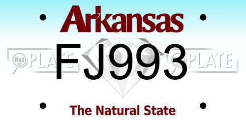 FJ993 Arkansas License Plate
