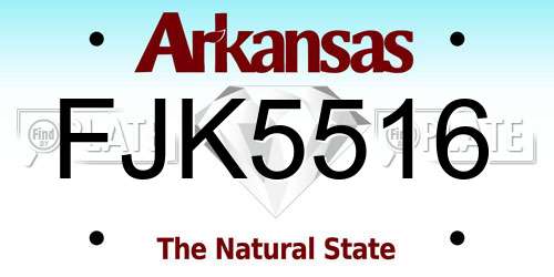FJK5516 Arkansas License Plate