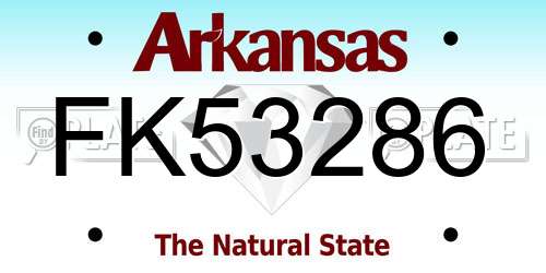FK53286 Arkansas License Plate