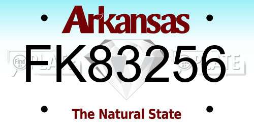 FK83256 Arkansas License Plate