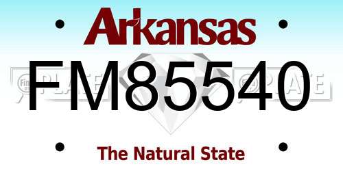 FM85540 Arkansas License Plate
