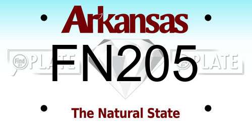 FN205 Arkansas License Plate