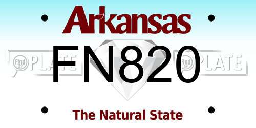 FN820 Arkansas License Plate