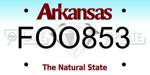 FOO853 Arkansas License Plate