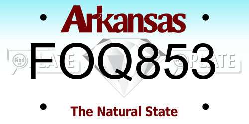FOQ853 Arkansas License Plate