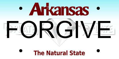 FORGIVE Arkansas License Plate