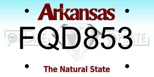 FQD853 Arkansas License Plate