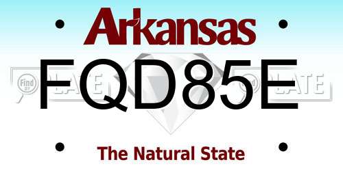 FQD85E Arkansas License Plate