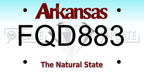 FQD883 Arkansas License Plate