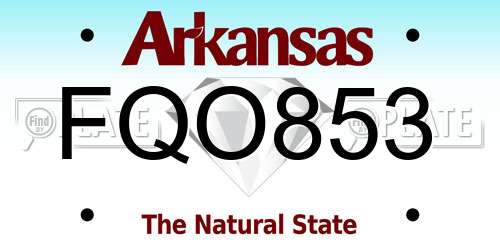 FQO853 Arkansas License Plate