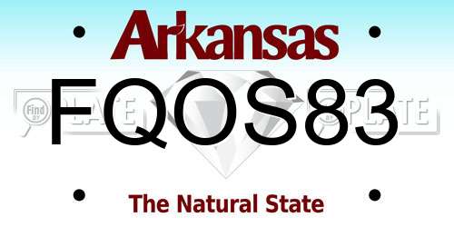 FQOS83 Arkansas License Plate
