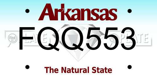 FQQ553 Arkansas License Plate