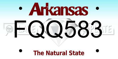 FQQ583 Arkansas License Plate