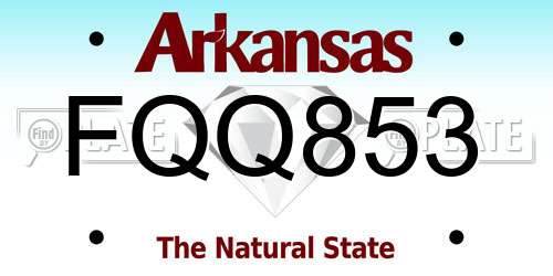 FQQ853 Arkansas License Plate