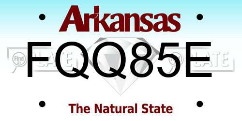FQQ85E Arkansas License Plate