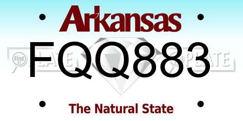 FQQ883 Arkansas License Plate