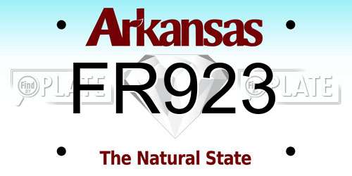 FR923 Arkansas License Plate