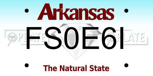 FS0E6I Arkansas License Plate