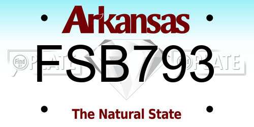 FSB793 Arkansas License Plate